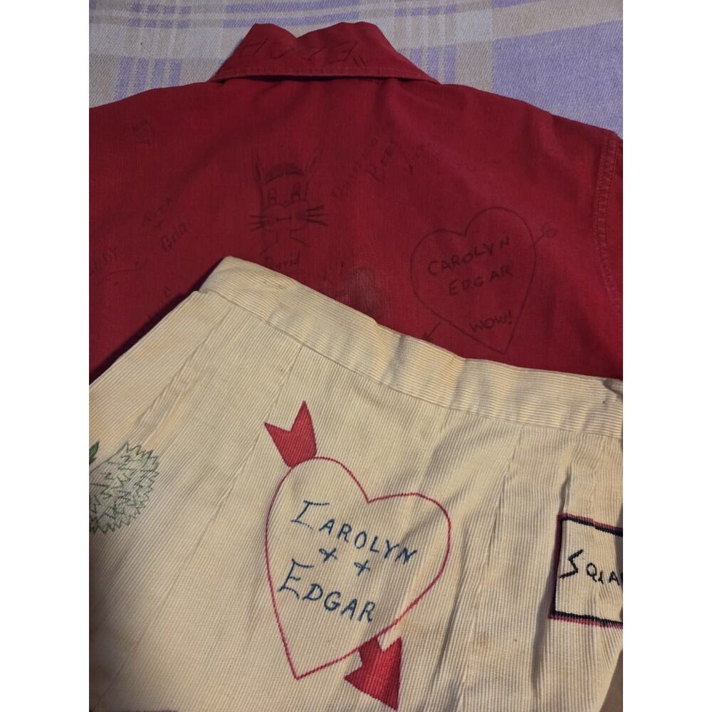 Vintage 1959 Senior Cord Skirt And Jacket Set Hand Drawn High School 50s 60s - Picture 10 of 16